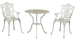 Merxx Gartenm&ouml;belset Lugano wei&szlig; 3tlg., 2 Sessel, 1 Tisch &Oslash; 70 cm - Aluminiumguss