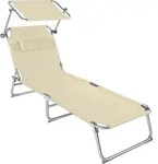 tectake&reg; Sonnenliege Chlo&eacute; 4-stufig mit Kopfpolster, verstellbar, mit Sonnendach -