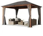 Gartenpavillon 3x4 m Holzoptik, Stahldach Hardtop 4 Seitenteile in...