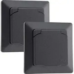 MILOS Schutzkontakt-Steckdose IP44, 250V/ 16A, inkl. Rahmen, UP, Anthrazit, 2 Stk -