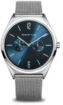 Bering Herren Uhr Armbanduhr Classic - 17140-007 Meshband - Silber/Blau