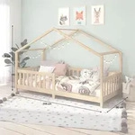Hausbett LISAN aus massiver Kiefer in natur, sch&ouml;nes Montessori Bett in 90 x 200 cm,