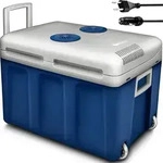 tillvex K&uuml;hlbox elektrisch 40L Blau mit Rollen | Mini-K&uuml;hlschrank 230 V und 12 V