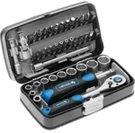 H&ouml;gert Technik - Werkzeugset, Steckschl&uuml;ssel, Bits, Ausstattung 1/4&rdquo;,