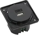 Berker USB Ladesteckdose 230 V, 2fach, 3A, A+C, Integro, anthrazit, USB A + USB C,