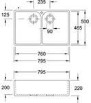 Villeroy & Boch VB Sp&uuml;lstein 80 X Sp&uuml;lstein Doppelbecken 638000 795x500mm