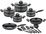 Kochtopfset - Induktion - GSW - MILANO NERO - 15-teilig - Massives Aluminium -