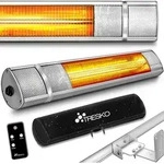 TRESKO Infrarot Heizstrahler 2000W Silber mit Fernbedienung & Abdeckung 