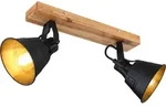 Globo Lighting Strahler Holz braun, goldfarben patiniert, Metall schwarz matt, Holz
