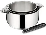 Serie von 3 edelstahlt&ouml;pfen 16/18/20cm + griff Lagostina 012132600004 - Schwarz