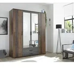 Pol Power Chicago Kleiderschrank Holzwerkstoff Melamin 4 T&uuml;ren 159x197x54 cm - Braun
