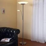 Lindby LED-Stehleuchte Ragna, Leselicht, nickel, dimmbar
