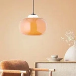 BRILLIANT dimmbare Retro H&auml;ngelampe mit orangem Glas-Schirm | h&ouml;henverstellbare