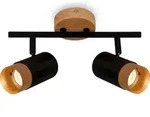 Spotleuchte,schwarz,mit Holz, exkl. 2xGU10/max.9W - Schwarz