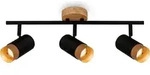 Spotlight, black, with wood, excl. 3xGU10/max.9W - Schwarz