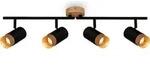 Spotlight, black, with wood, excl. 4xGU10/max.9W - Schwarz