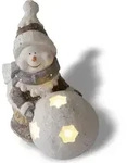 Weihnachtsdeko Schneemann mit LED beleuchteter Schneekugel, Leuchtfigur f&uuml;r