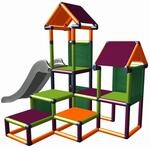 Spielturm Gesa Kletterturm f&uuml;r Kinder mit Rutsche in Gr&uuml;n-Orange