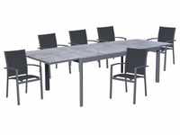 Tischgruppe NEREA, 7 teilig, Aluminium, Keramik, graphit