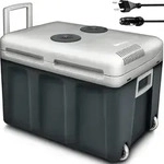 tillvex K&uuml;hlbox elektrisch 40L Grau mit Rollen | Mini-K&uuml;hlschrank 230 V und 12 V