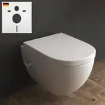 Alpenberger Wand WC mit Bidet Funktion | Dusch WC Klosch&uuml;ssel & Toilettendeckel mit