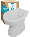 Calmwaters Stand WC sp&uuml;lrandlos in Manhattan-Grau, Tiefsp&uuml;ler Abgang waagerecht,