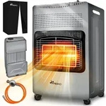 TRESKO&reg; 4200 Watt Gasheizer grau inkl. Gasdruckregler Gasschlauch + Abdeckung 