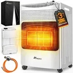 TRESKO&reg; 4200 Watt Gasheizer wei&szlig; inkl. Gasdruckregler Gasschlauch + Abdeckung 