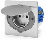 Metall Einbausteckdose I Bodensteckdose IP44 I silber - Silber