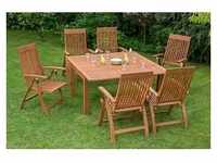 Merxx 7tlg. Comodoro Gartenmöbelset - 6 Sessel, 1 Tisch - Farbe: braun - Maße: