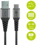 Goobay USB-C auf USB-A Textilkabel mit Metallsteckern (spacegrau/silber), 0,5 m -