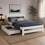 Homestyle4u Holzbett 140x200 mit Lattenrost mit Bettkasten mit Stauraum...