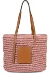 styleBREAKER Korbflecht Schultertasche aus Papierstroh mit Kunstleder Details | Damen