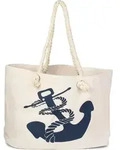 Gro&szlig;e Strandtasche XXL 57x33x32cm Cr&egrave;me-Marineblau