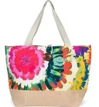 styleBREAKER XXL Strandtasche mit buntem Blumen Print | Gro&szlig;e Schultertasche mit
