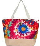 styleBREAKER XXL Strandtasche mit buntem Blumen Print | Gro&szlig;e Schultertasche mit