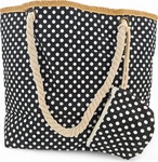 Schwarzes Weisses Raffia Shopper Damen Tasche mit Reissverschluss - Beige