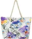 styleBREAKER Gro&szlig;e Strandtasche mit buntem Veilchen Bl&uuml;ten Print | Damen Shopper