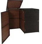 2er-M&uuml;lltonnenverkleidung HWC-E25, M&uuml;lltonnenbox M&uuml;lltonnenabdeckung, Poly-Rattan