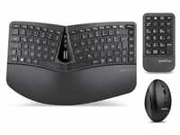 Perixx PERIDUO-606A DE, 3-in-1 Tastatur- und Maus-Set, kabellos, ergonomisch, schwarz