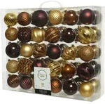 Weihnachtskugeln Kunststoff 6-7cm Ornamente 60er Set - Braun Gold - Bunt