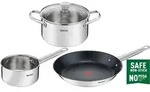 Tefal Cook Eat 4-teiliges Topf- und Pfannenset B922S4 - Silber