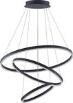 Arcchio LED-H&auml;ngeleuchte Albiona, schwarz, 3 Ringe, &Oslash; 80 cm