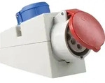 as-Schwabe CEE-Wand-Kombi-Dose 400V 16A 5-polig Klappdeckel Schuko IP44