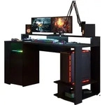 Gamer 11 Computertisch &ndash; Ergonomisch mit LED-Beleuchtung - Schwarz