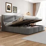 Flieks Polsterbett 180x200cm Doppelbett mit Lattenrost und Stauraum,...