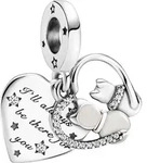 PANDORA Herz Charm Katzen aus Sterlingsilber mit Zirkonia - Silber