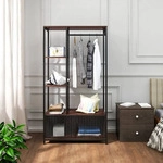 WOLTU Garderobenst&auml;nder mit Lagerschrank Kleiderschrank Offener aus Holz und...
