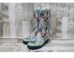 Beck Damen Regenstiefel mint mit bunten Blumen 37 - Gr&uuml;n - 37