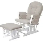Relaxsessel HWC-C76, Schaukelstuhl Sessel Schwingstuhl mit Hocker Stoff/Textil,